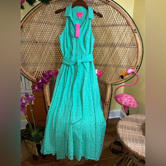 Lilly Pulitzer NWT Chrisella MIDI Shirtdress Beach Paradise Size 4,8 - Picture 2 of 13